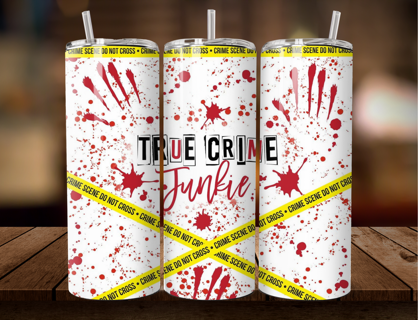 20 OZ Tumbler - True Crime Junkie/ Yellow Tape