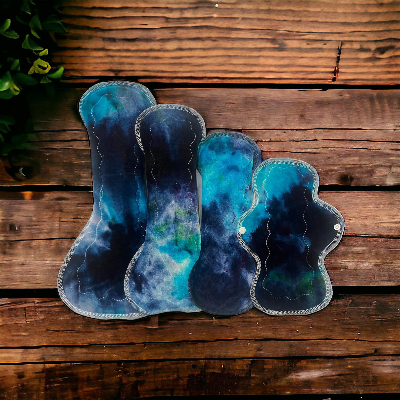 Deep Sea- Wide and Curvy - Hand Dyed Organic Bamboo Velour Topped, Washable Cloth Pad- SEVERAL SIZES