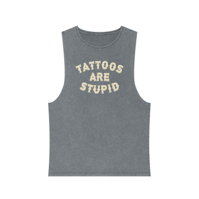 Unisex Stonewash Tank Top | Tattoos Are Stupid
