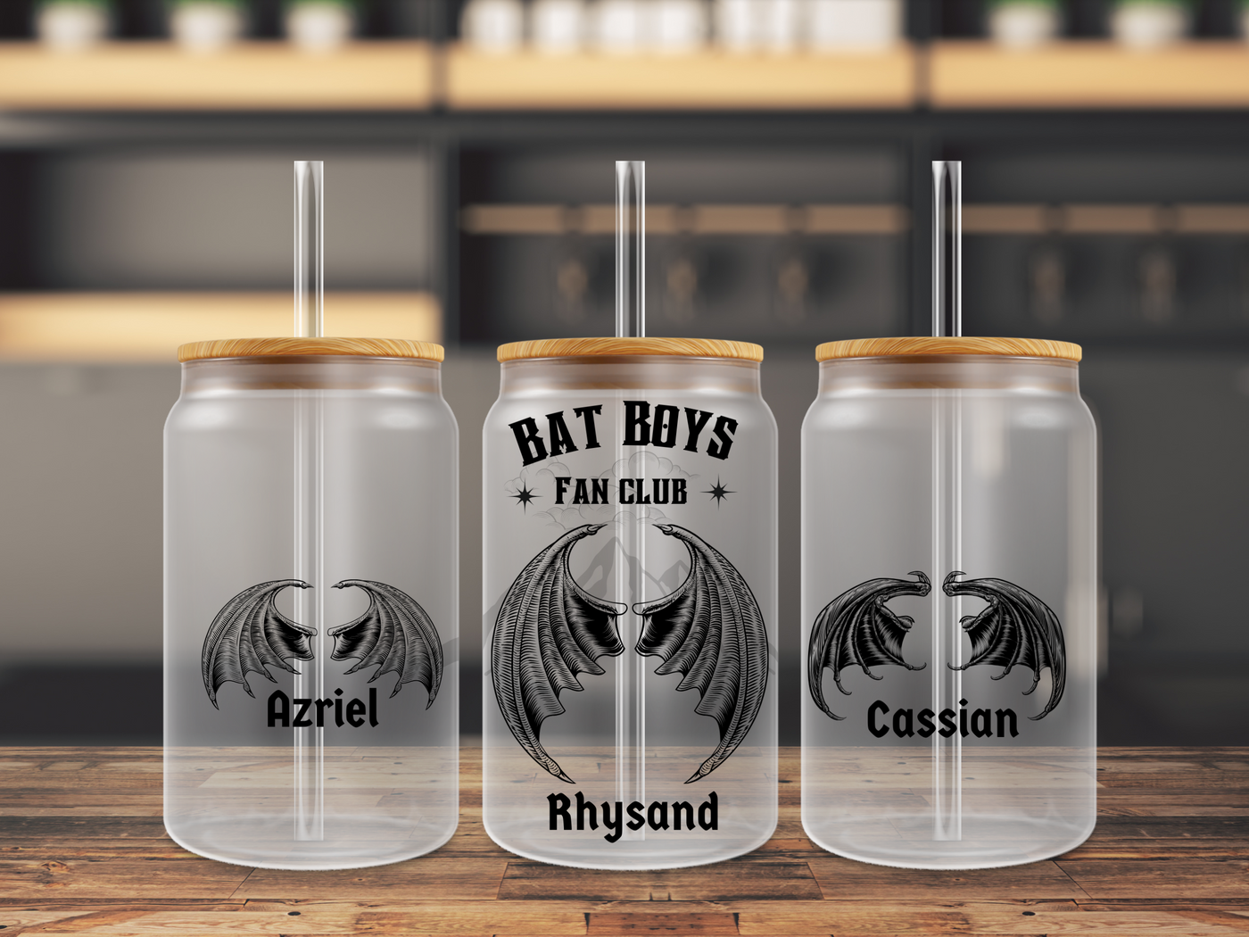 16oz Libbey glass can - Bat Boys Fan Club/ 3 boys